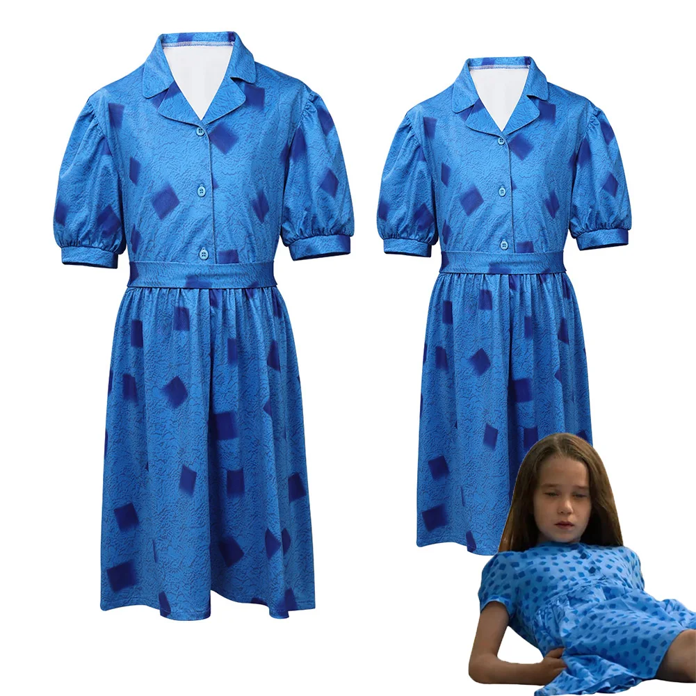 

Женский костюм для косплея Roald Dahls Matilda, одежда для ролевых игр с синим принтом, для взрослых и детей, для Хэллоуина