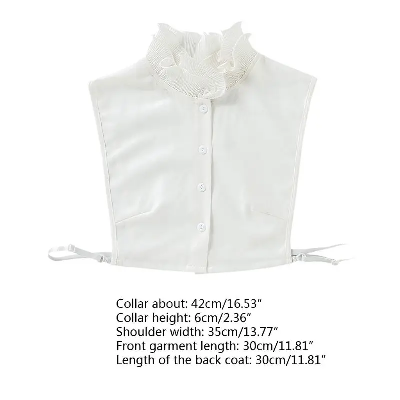 

Women Girls Sweet Double Layer Agaric Ruffles Stand Fake Collar Button Down Chiffon Bottoming Detachable Half-Shirt
