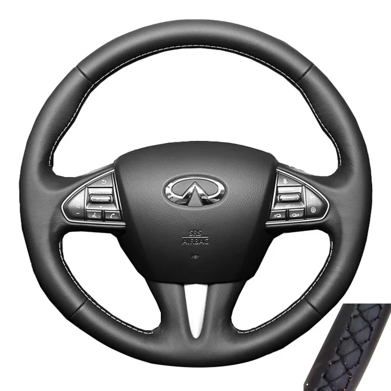 

Черный Кожаный Чехол На Руль Для Infiniti Q50 Q50L 2013-2017 QX50 2015-2017