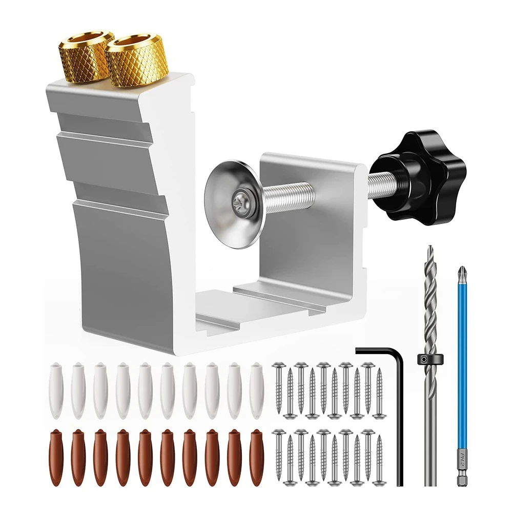 

Pocket Hole Jig Kit, Pocket Hole Drill Guide Jig Set for 15° Angled Holes, for Woodworking Angle Drilling Holes B