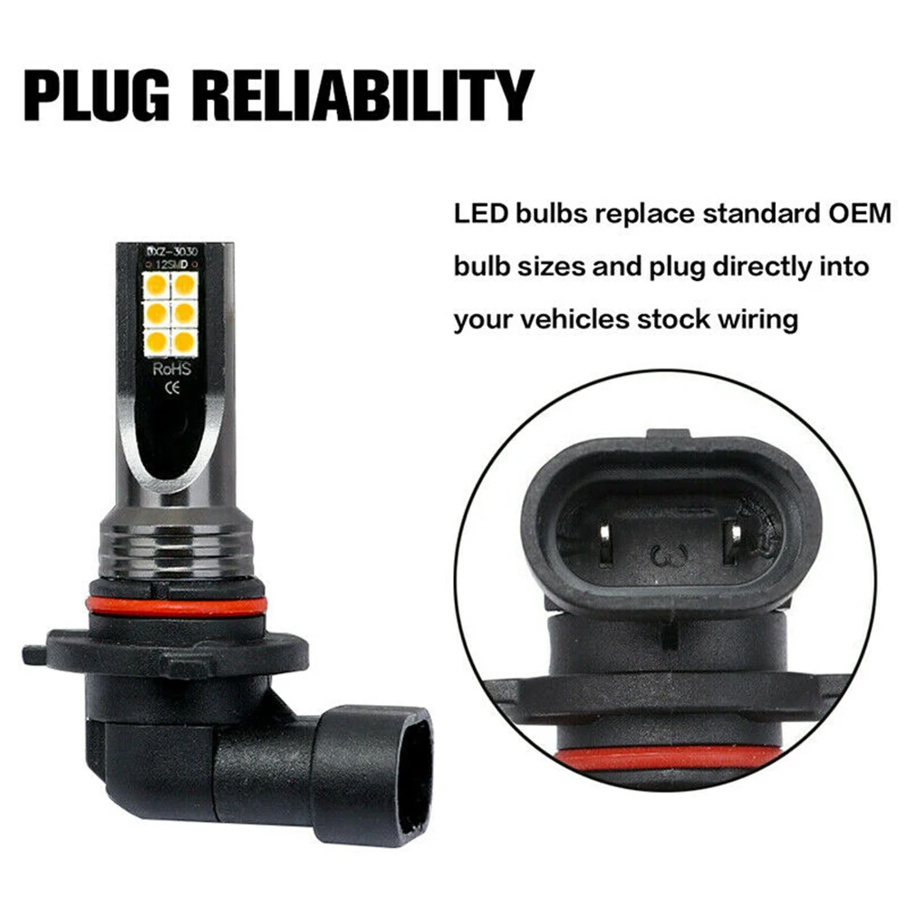 

2pcs 9006 HB4 108W LED Fog Light Bulb 3000K Amber Yellow Fog Lamp Super Bright DC 9-32V Front Foglamp Replacement