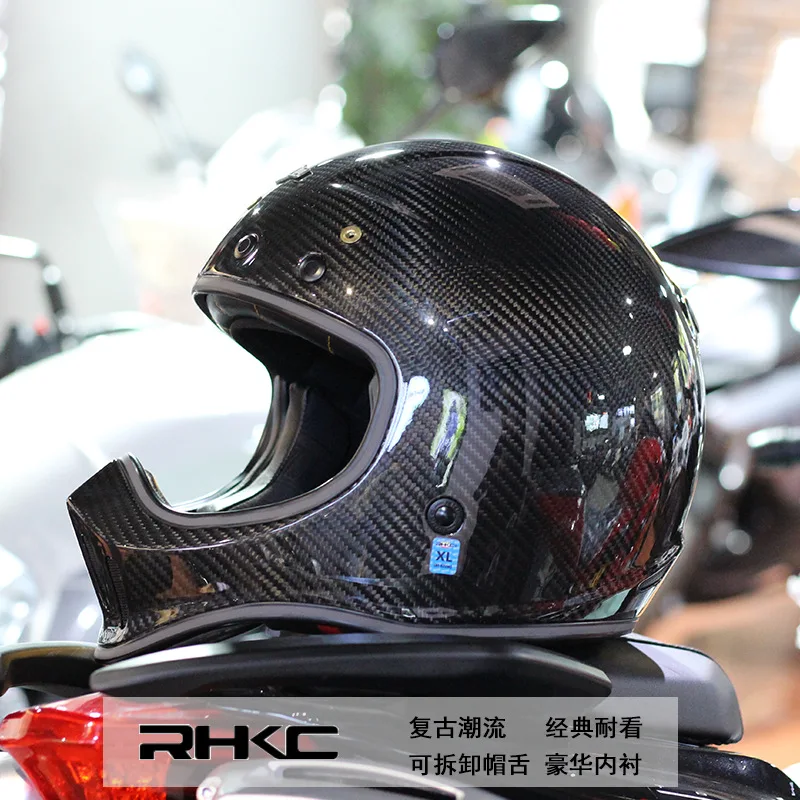 

Carbon Fiber Full Face Motorcycle Helmet 3C Certification Helmet Light Weighted Moto Helmet Retro Cycling Helmets