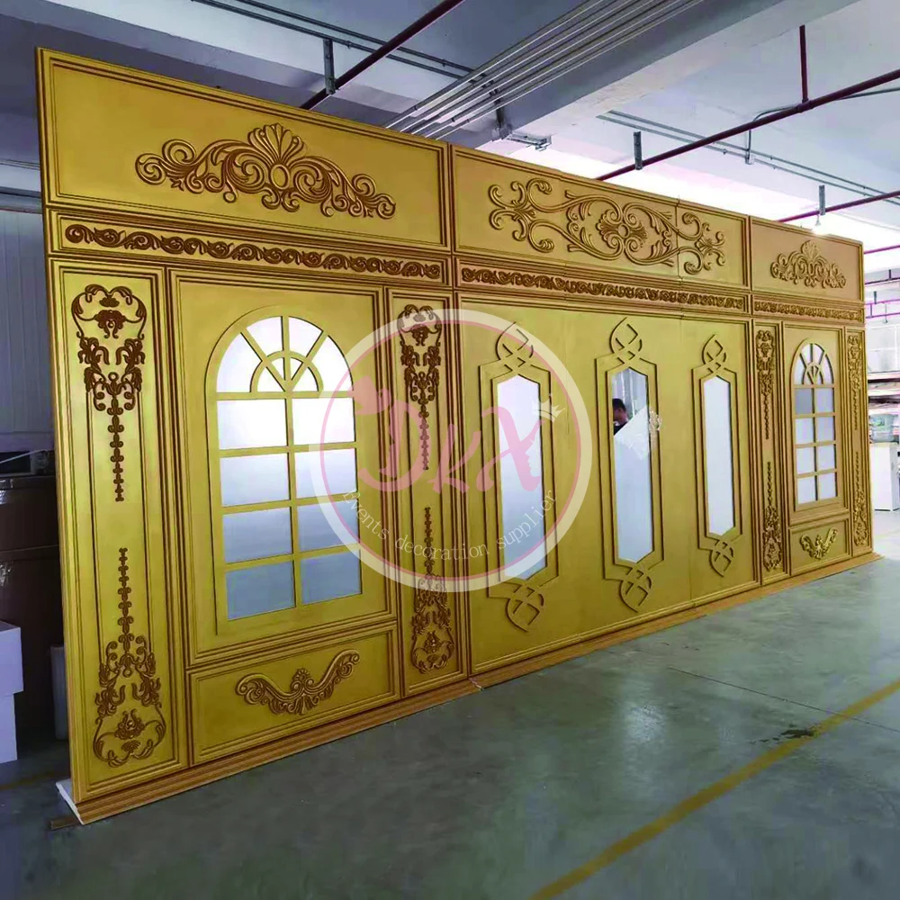 Glorious Wedding Golden Panel Indian PVC Door Shape Wedding Backdrop