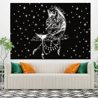boho decor tarot card black cat tapestry wall hanging hippie moon wolf witchcraft decoration skull decor tapestry wall decor
