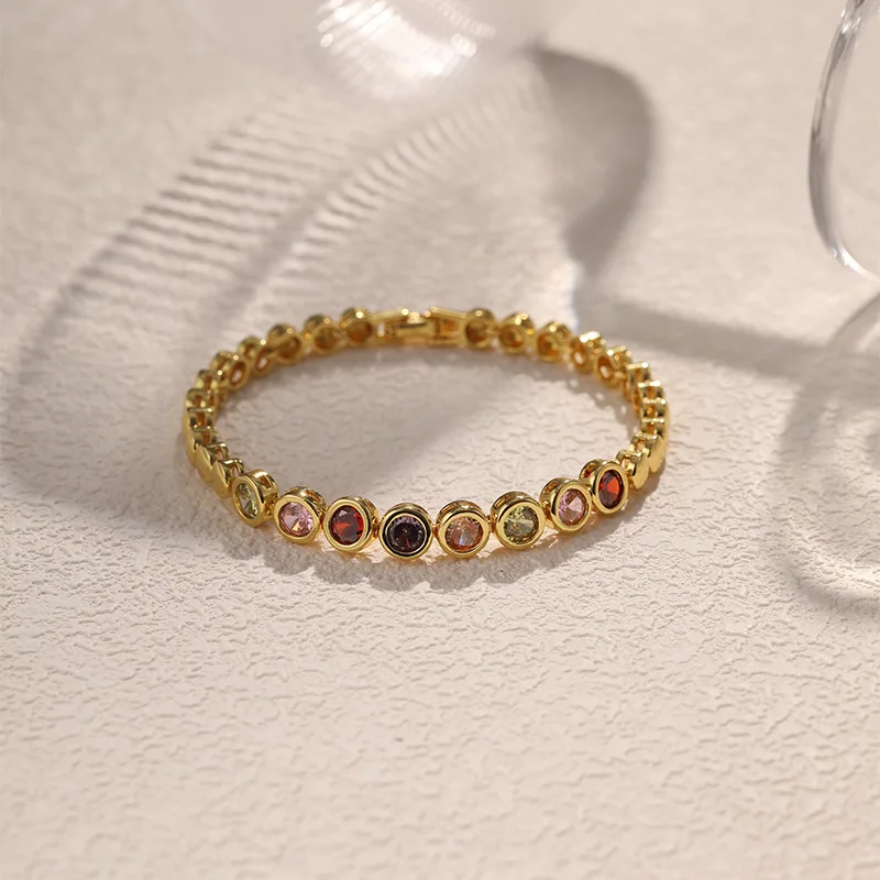Европейский и американский персонализированный цветной женский браслет Zrcon, шикарный массивный браслет с покрытием из 18-каратного золота для девочек-подростков, драгоценности