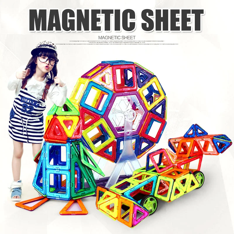 Конструктор Магнитный большого и маленького размера, набор строительных блоков, обучающие игрушки для детей