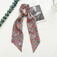 ins spring sweet hair bands floral print triangle streamer scrunchies chiffon large intestine circle for girls delicate gifts