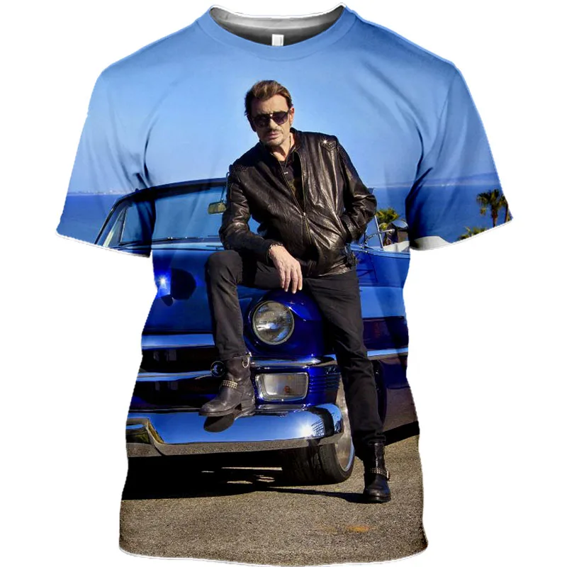 NEW 3D Printed Johnny Hallyday T-shirt Unisex Summer Fashion Casual Short Sleeve Harajuku Streetwear T-shirt Hip Hop Tee Tops