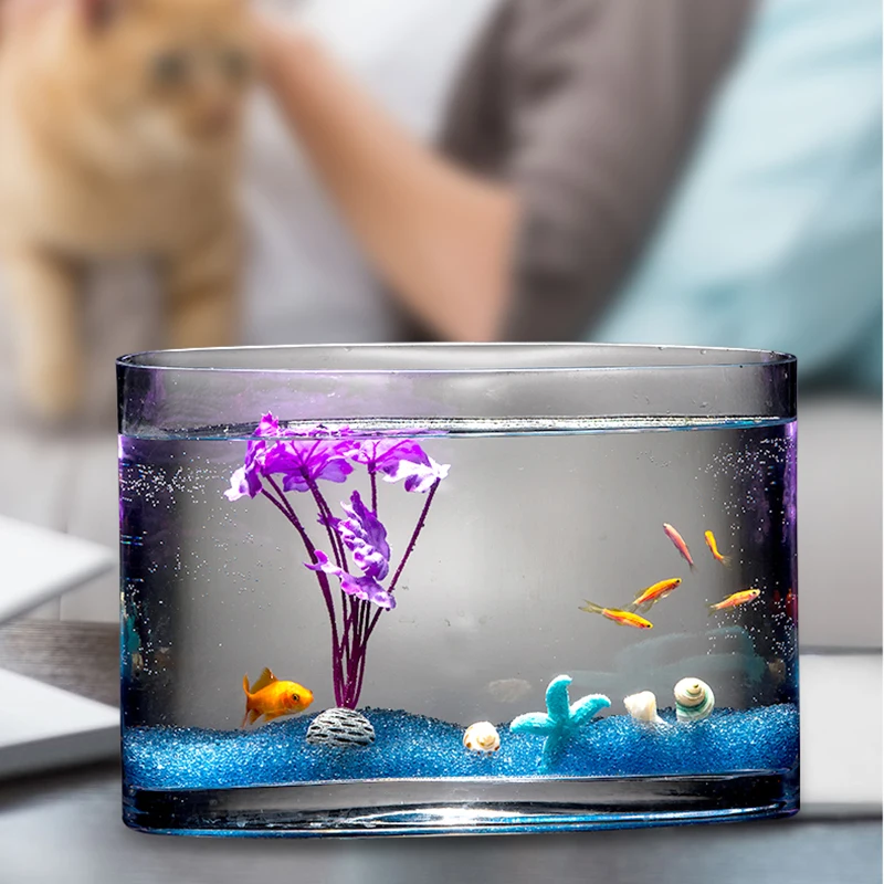 Маленькая Водонепроницаемая Современная чаша для рыбы стеклянные растения Guppy