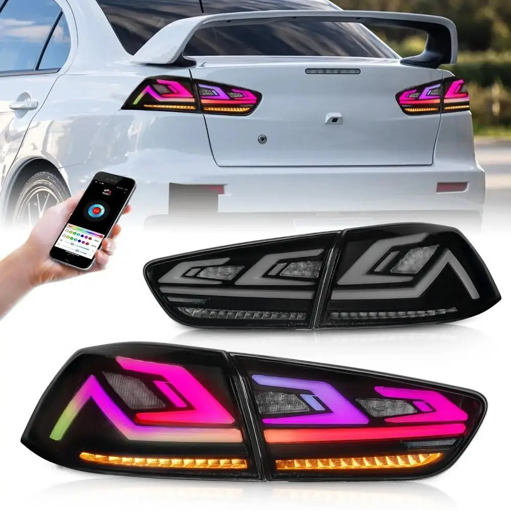 Фото Светодиодные RGB задние фонари для Mitsubishi Lancer и EVO X 2008-2020 с динамической последовательной анимацией при запуске №1