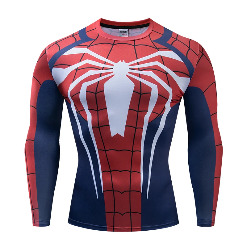 

Marvel brand original Spider-Man 3D printing men's compressed long-sleeved sports T-shirt superhero role-playing clothing Mew