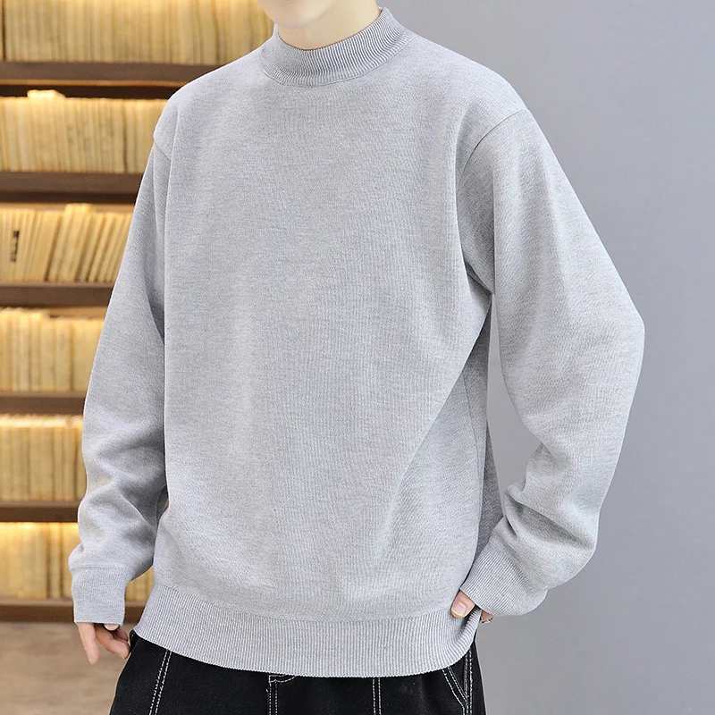 

2022 Fashion Men Sweater Slim Fit Basic Knitted Sweater Pullover O-neck Fleece Warm Loose 8 Colors New Casual Male Knitted Top