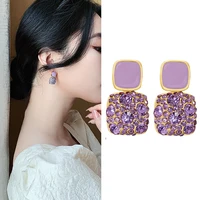 luxury female crystal zircon stone earrings fashion silver color jewelry vintage double stud earrings for women