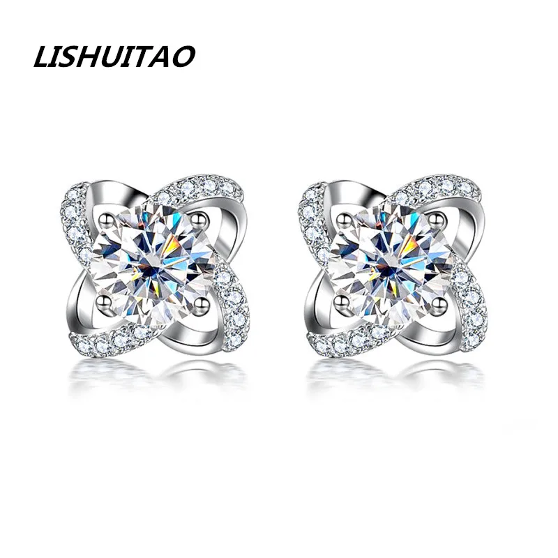

1 Carat D Colour Moissanite Stone Style Model Earrings 925 Sterling Silver Flower Diamond Earrings For Ladies Jewelry For Women