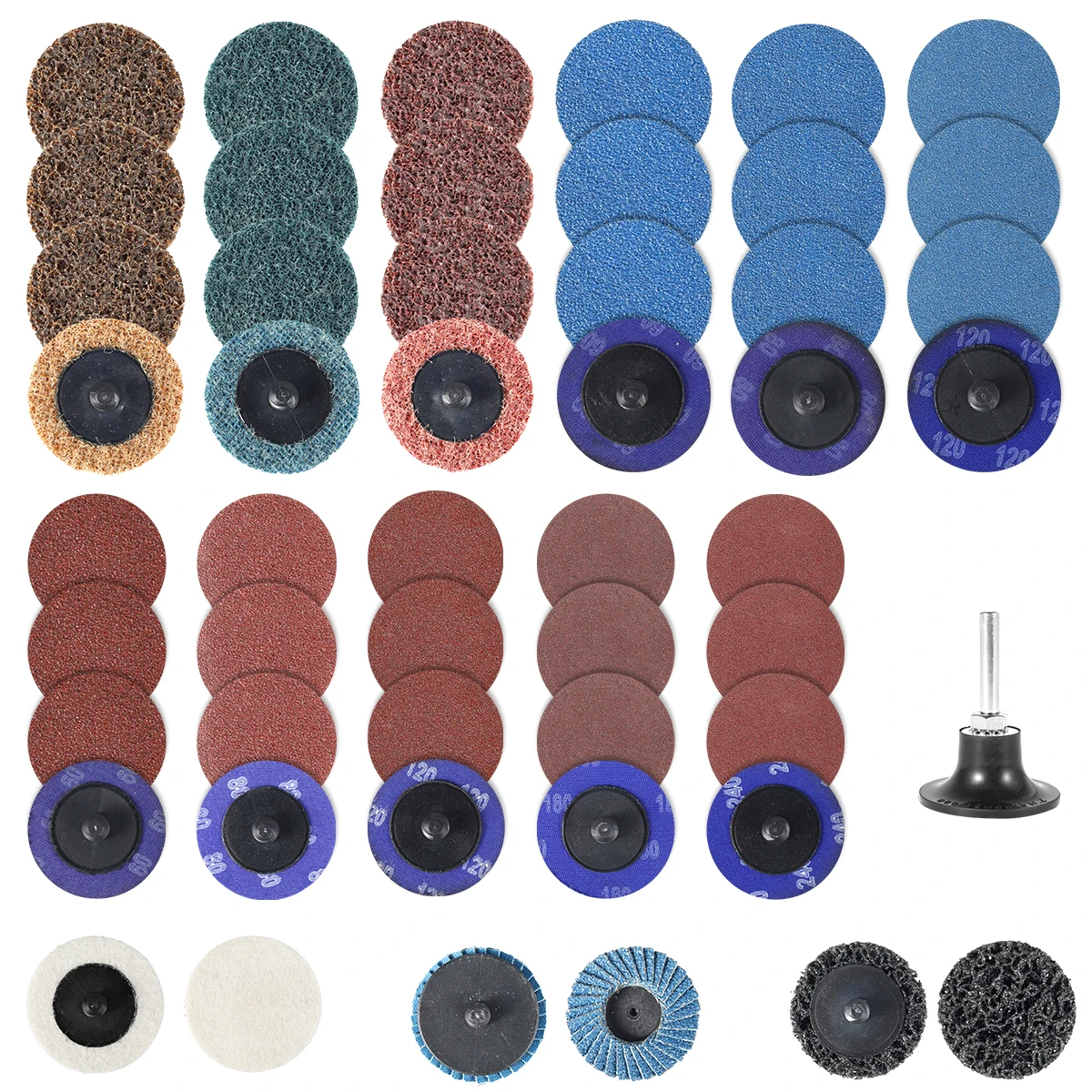 

52Pcs 2 Inch(50mm) Roll Lock R-Type Quick Change Discs Red Grain Sanding Disc Metal Surface Conditioning Die Grinder Accessories