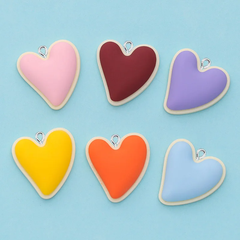 

10Pcs Kawaii Heart Resin Charms Pendant for Jewelry Making Accessories DIY Earrings Necklace Keychain Bracelet Decoration Crafts