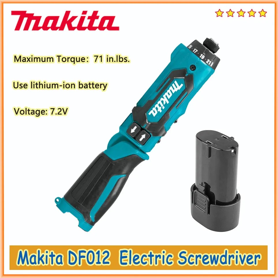 

Makita DF012 DF012DSE 7.2V Electric Screwdriver Lithium-Ion Cordless 90 Degree Right Angle Folding with Auto-Stop Clutch Driver