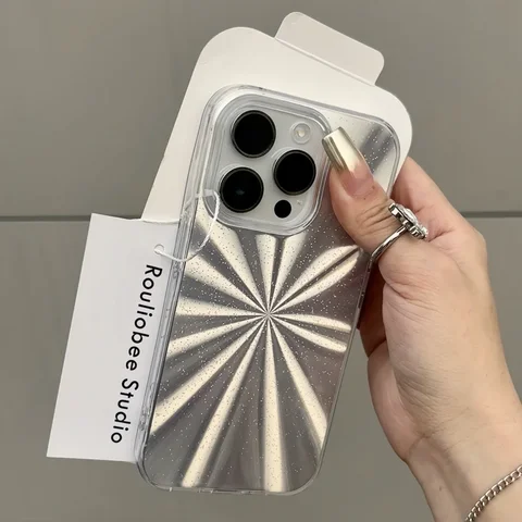 Чехол для телефона с лазерным блеском и лазерным узором Camlet для iPhone 11, 12, 13, 14, 15 Pro Max Plus, противоударный чехол-бампер