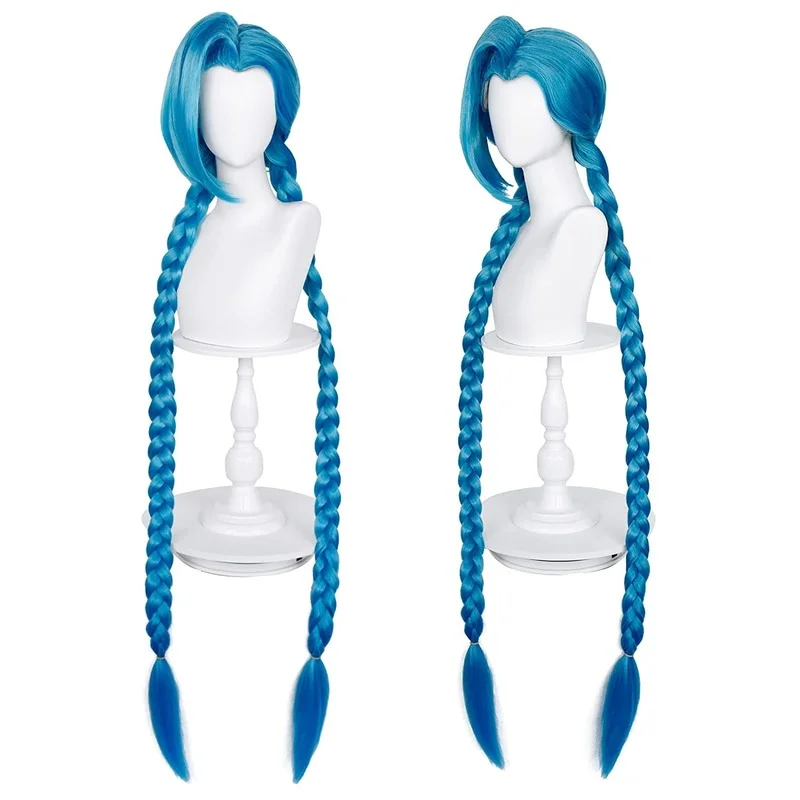 

Wigs Arcane Jinx Wi Wig Hair Cosplay LOL Game Blue Long Braid Heat Resistant for Women Girls Cosplay Party for Imitation Makeup