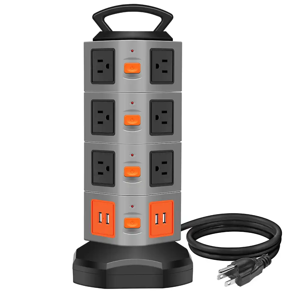 

14 Outlet Surge Protector Power Strip with 4 Port USB Charging Ports Multiple USB Output Surge Overload Protector 6.5 Feet Elec