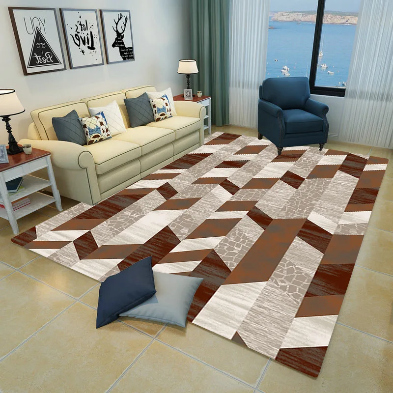 

New Carpet Geometric Simple Style Carpet Nordic 3D Geometric Printing Square Floor Mat Living Room Office Bedroom Full Carpet