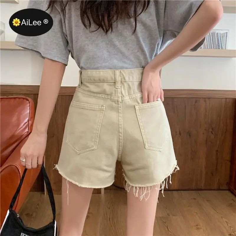2021 Fashion Women Summer High Waisted Denim Shorts Jeans Women Harajuku Fashion New Femme Push Up Wide Leg Denim Shorts