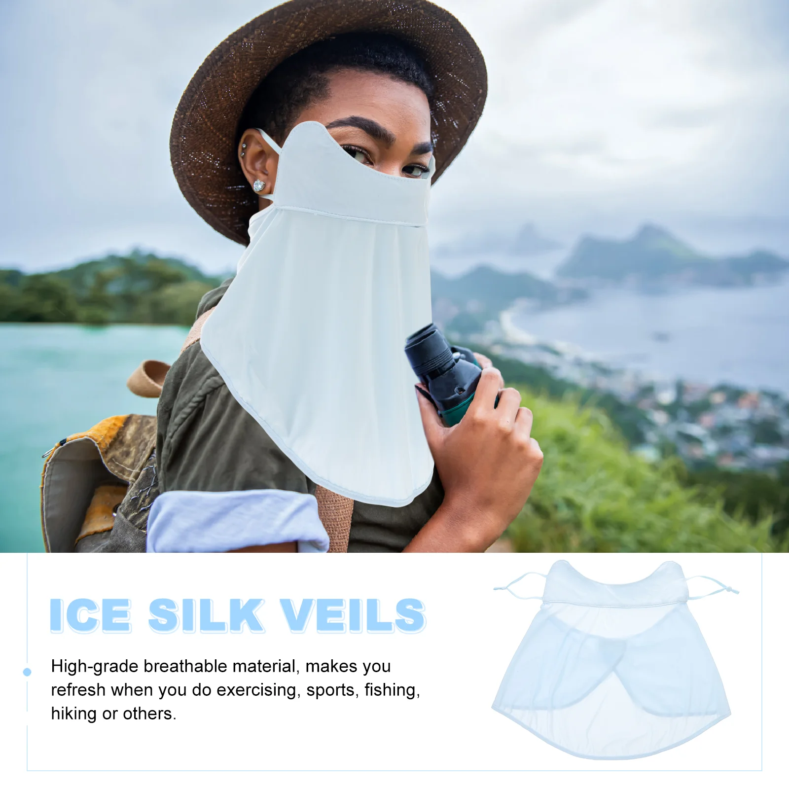 2-шт. защита шеи солнцезащитная вуаль шелковый хиджаб дышащая маска для лица