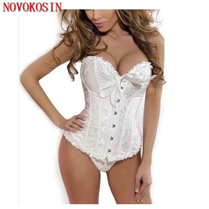 11 Color S-6XL Plus Size Women Lace Corset Brocade Rivet Floral Bustier Top Bandage Bodyshaper Waist Slim Shapewear With Panties