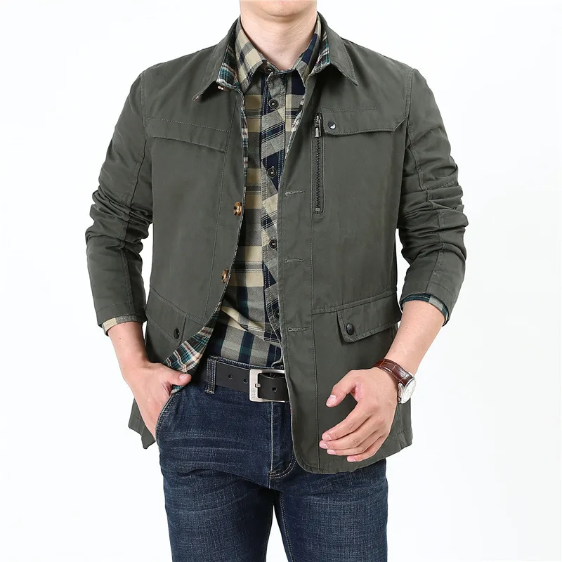 2022 Spring and Autumn New Men's Pure Cotton Leisure Fashion Trend Main Push Lapel Jacket