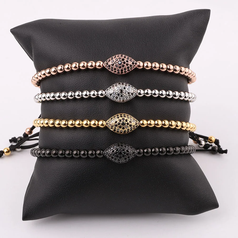

JARAVVI High Quality New CZ Eye Charm Stainless Steel Beads Macrame Friendship Bracelet Men Women Jewelry Gift