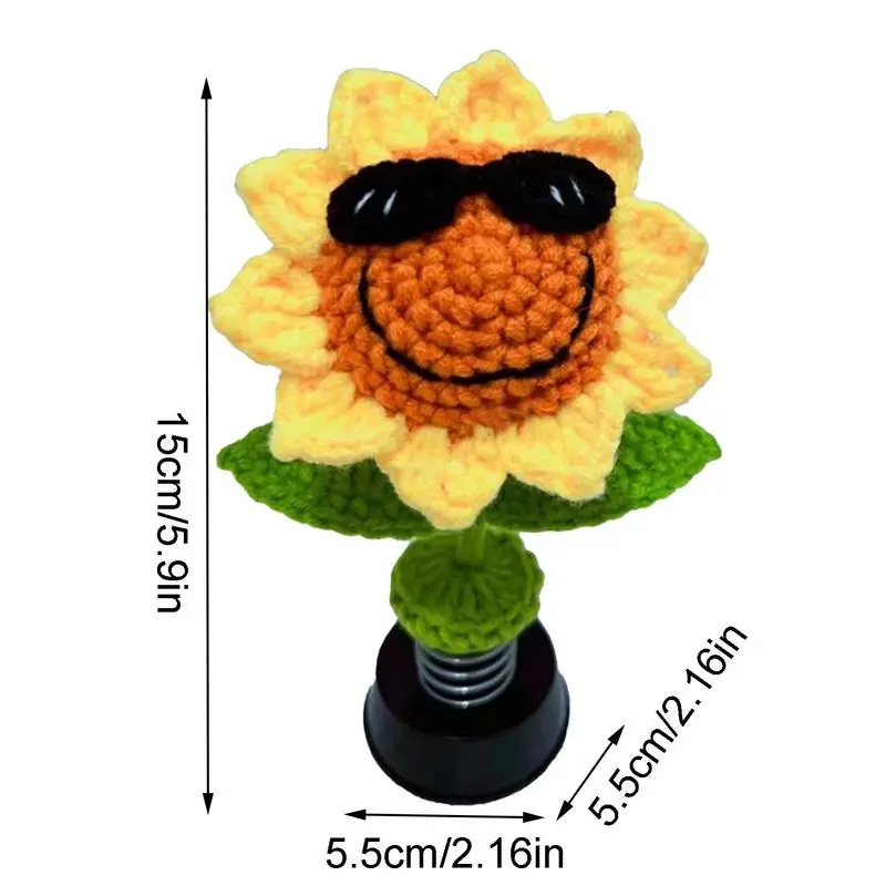 Украшения для приборной панели автомобиля вязаный крючком Подсолнух лягушка
