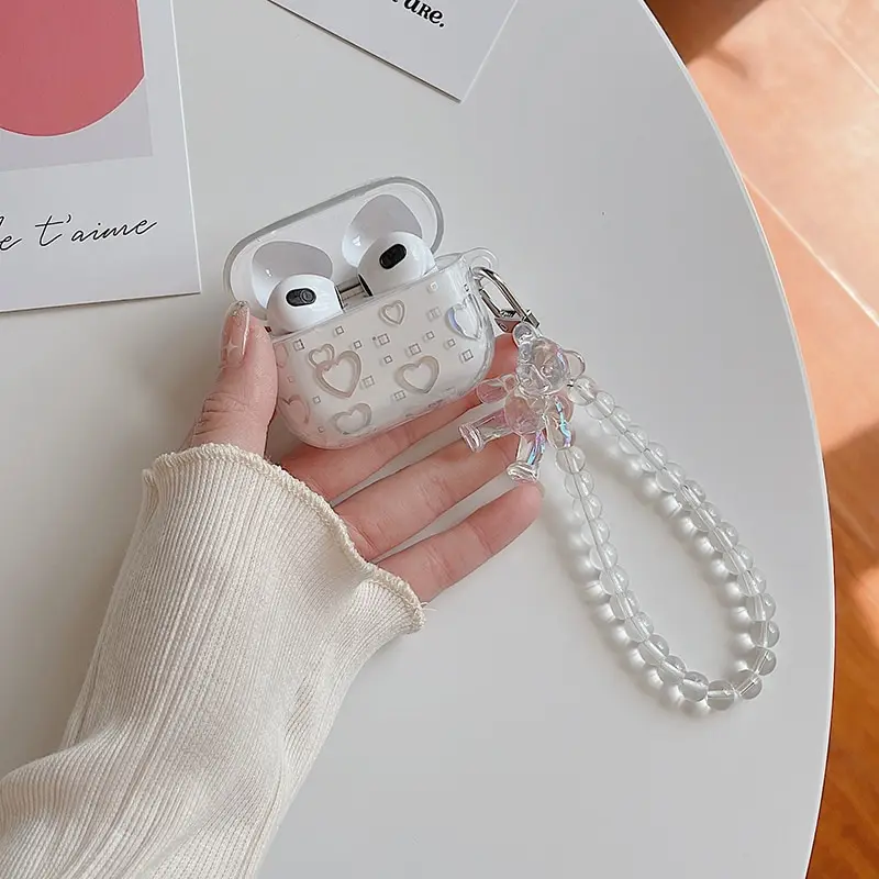

For Airpods 3 Case Luxury Design With Pendant Wireless Headphone Cover Laser Love Heart Earphone Shell For Apple Air Pod Pro 3 2