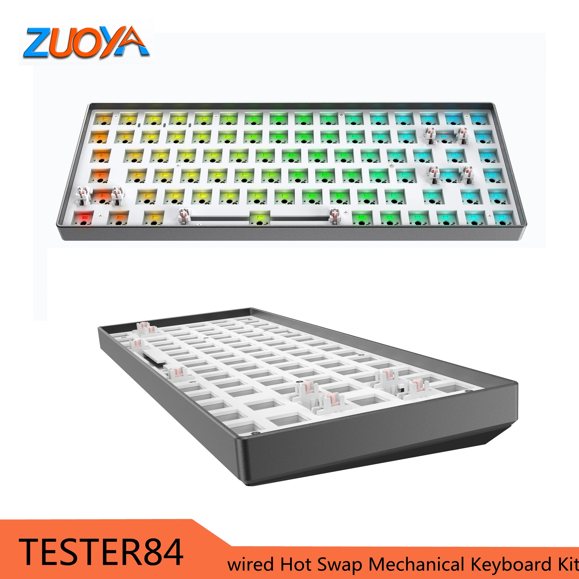 

ZUOYA TES84 Hot Swap Mechanical Keyboard Kit 84 Key RGB Light wired Type-c 3Pin/5Pin for Cherry Gateron Kailh Switch