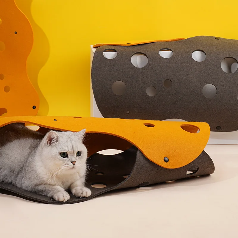 

Cat Tunnel Felt Mat Toy Collapsible Cats Tube Toys Cave Nest DIY Combination Play Tunnels Pet Interactive Toy for Kitten Rabbits