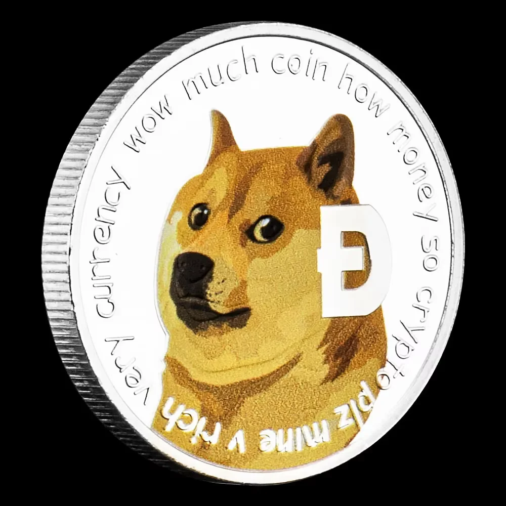 Dogecoin Крипто Посеребренная сувенирная монета Физическая криптовалюта