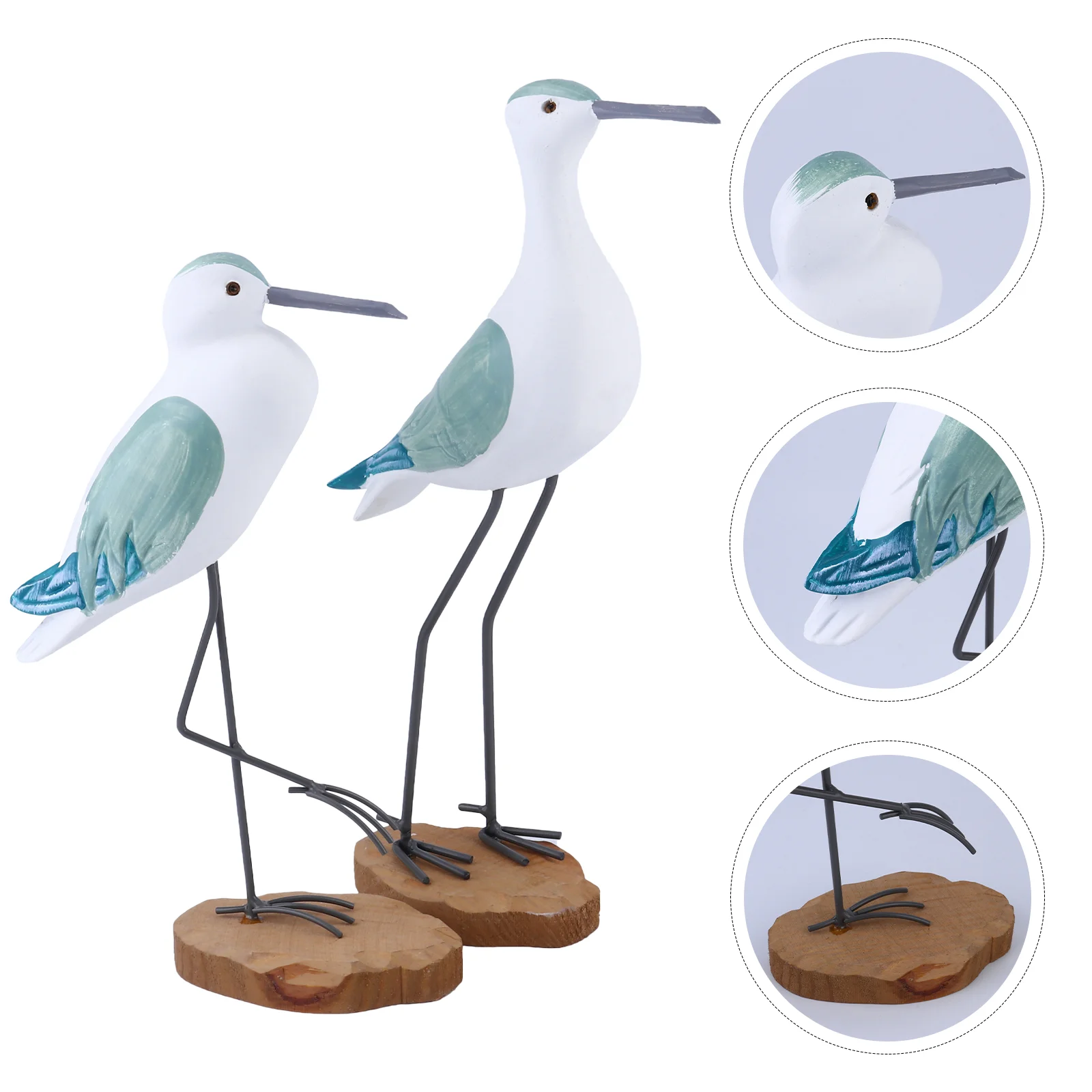 

2 Pcs Seagull Ornaments Wooden Craft Kids' Room Décor Table Decoration Desktop Sculpture Seaside Outdoor Home