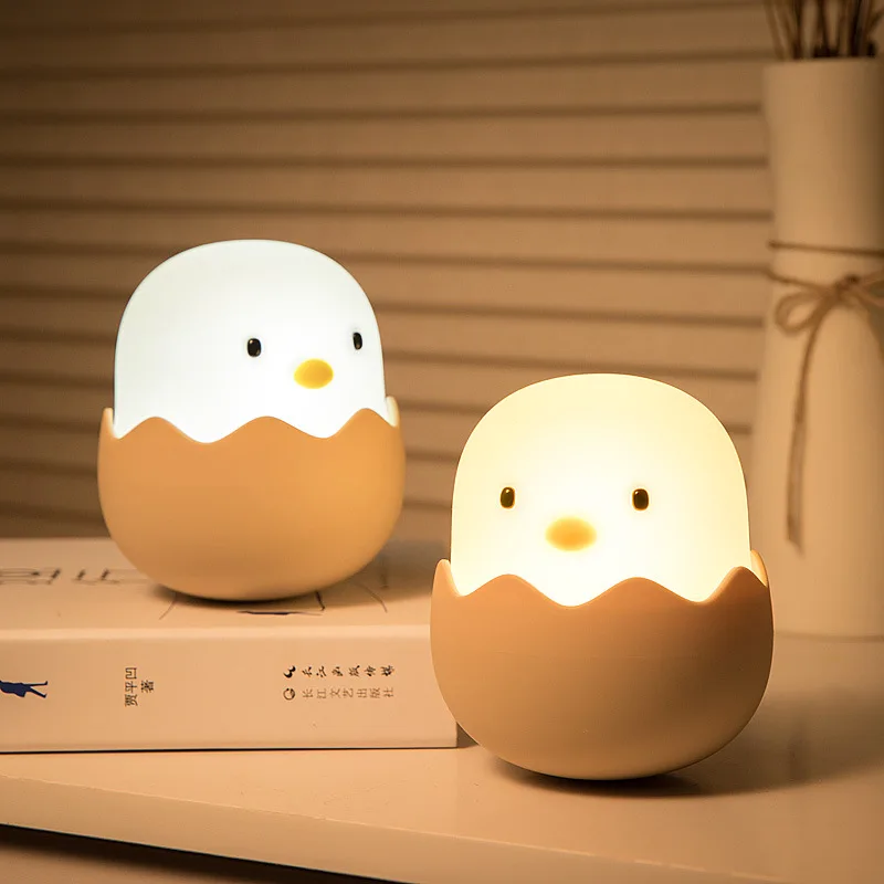 USB Rechargeable Cute Chick Night Light With Touch Control Bedside Lamp Soft Silicone Kids Night Light Baby Nursery Lamp