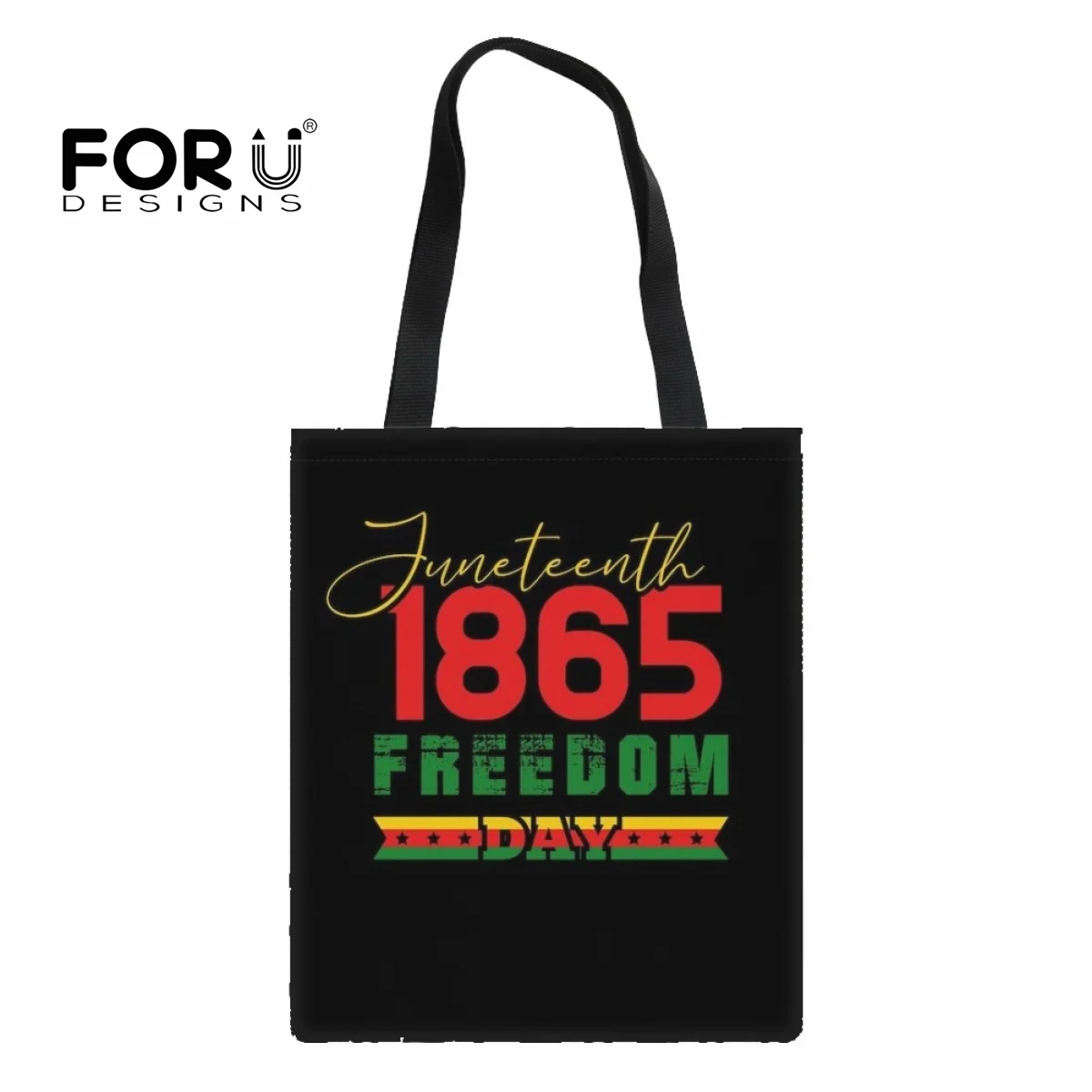 

FORUDESIGNS Summer New Female Bag Canvas Large Capacity Black History Month Juneteenth 1865 Shoulder Bags Hand Bags for Women