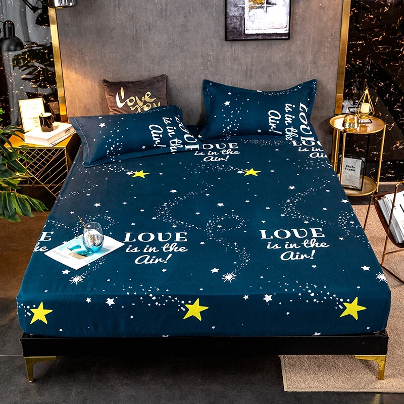 

New Product 1pcs 100%Polyester Printed Fitted Sheet Mattress Cover Four Corners With Elastic Band Bed Sheet(no pillowcases)