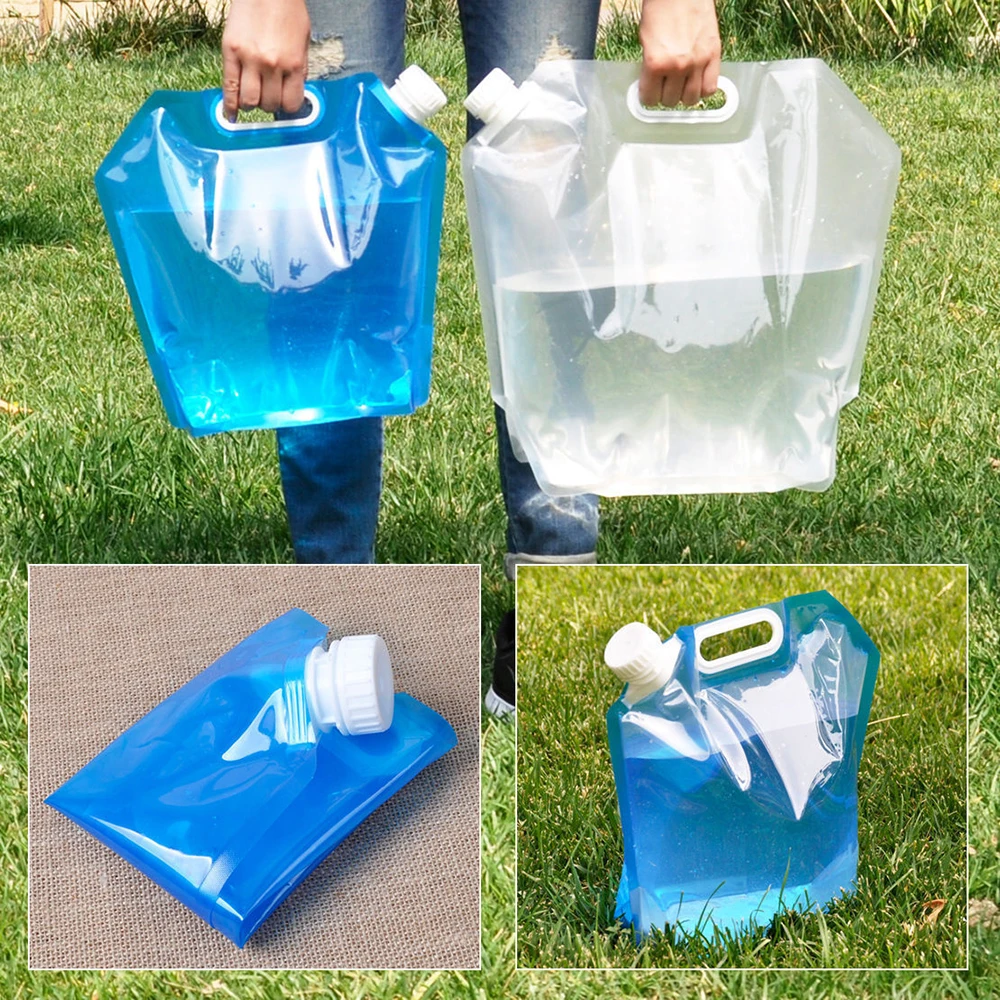 

5L PE Water Bag Portable Folding Water Storage Lifting Bag 30x32.5cm Camping Hiking Survival Hydration Storage Outdoor Tools