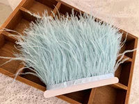 5 yards blue real ostrich feather trim fringe natural plume tassel with ribbon tape for couture craftsparty decorwholesale