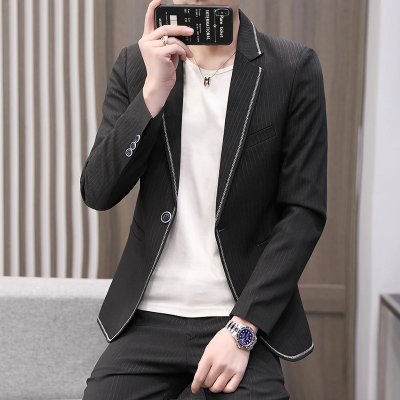 

High-end fashion business British dress Ace Weiss spring men's small suit Korean version slim handsome fashion suit jacket