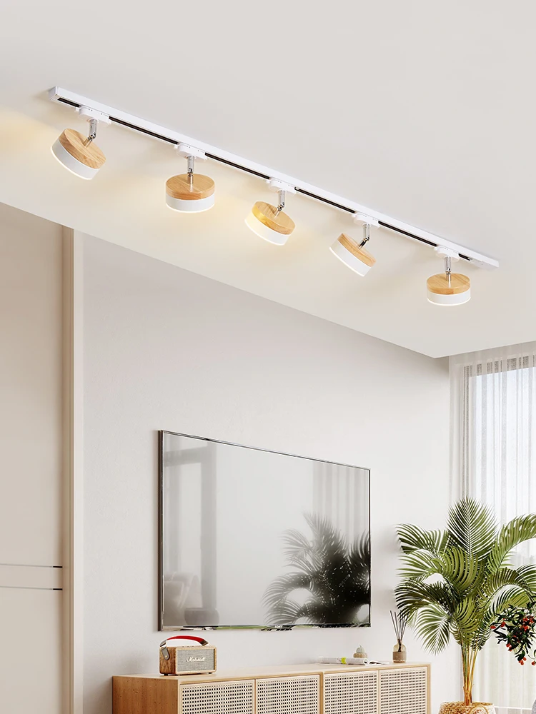 

Креативный Трековый светильник из массива дерева, светодиодный светильник для гостиной трех цветов, направляющая для астигматизма, настенный точечный светильник