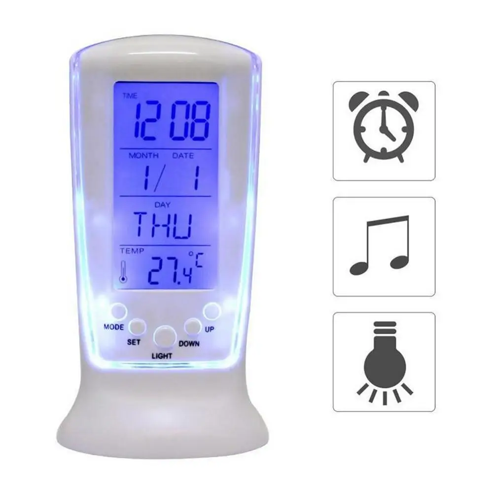 

Mini Alarm Clock LED Luminous Lazy Electronic Clock White with Night Light Snooze Function Alarm Clock for Household Decoration