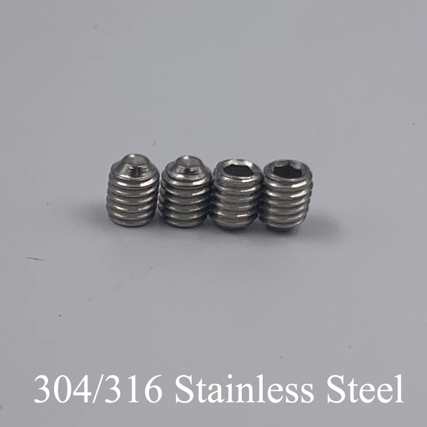 

M10 M10*8/10/12/16/20/25/30mm 316 Stainless Steel DIN916 Inner Hex Hexagonal Socket Allen Head Grub Bolt Cup Point Set Screw