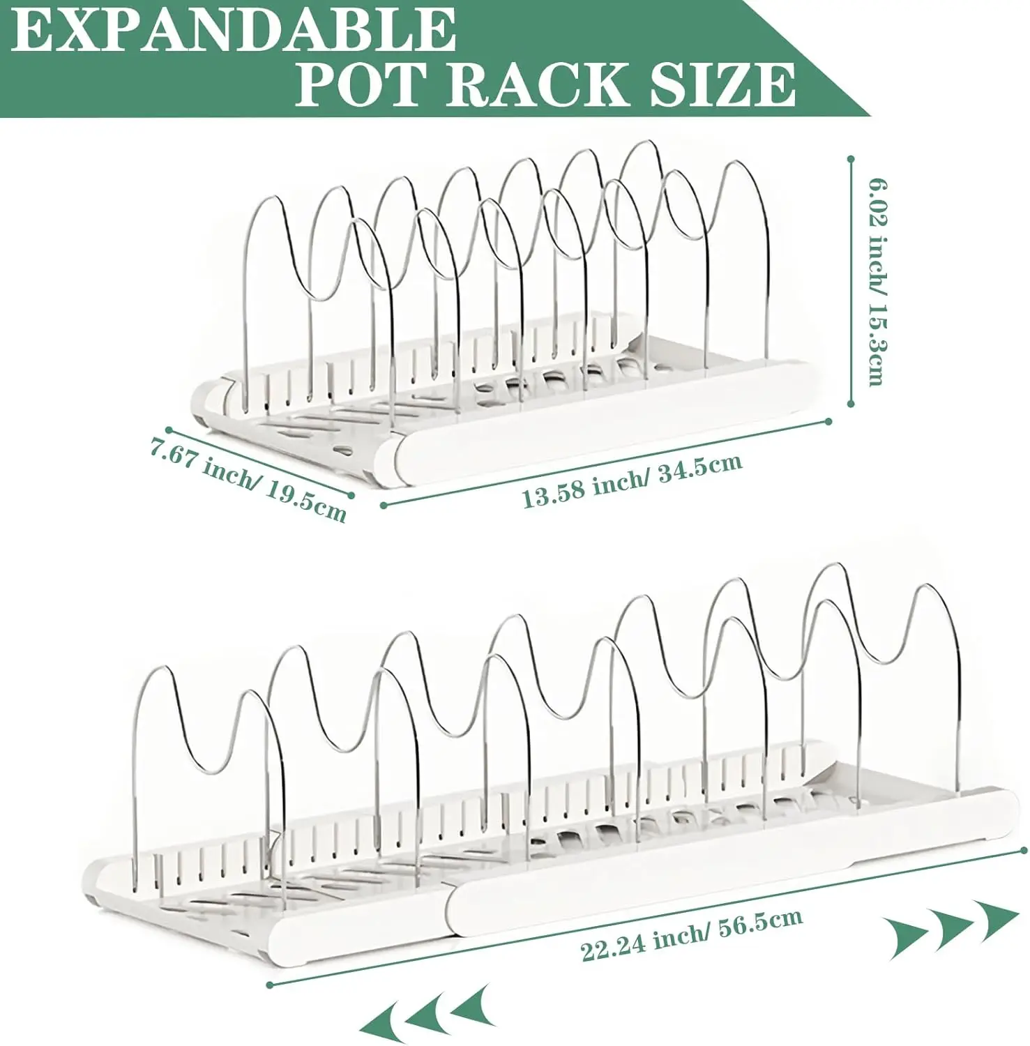 

Расширяемый органайзер для сковород из пластика и стали