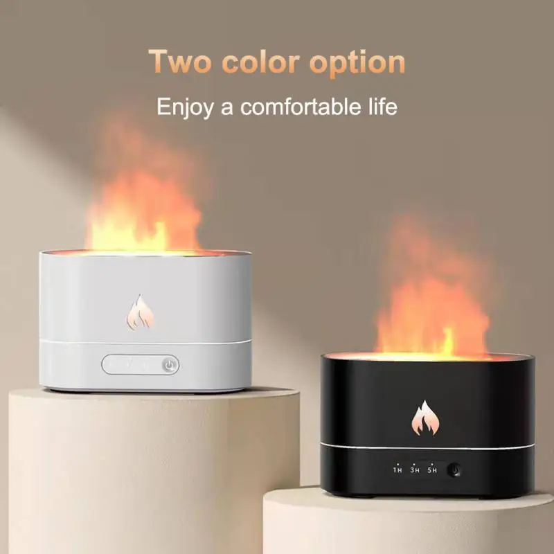 

New Air Humidifier Aroma Diffuser Ultrasonic Cool Mist Maker Fogger Led Essential Oil Flame Lamp Fragrance Diffuser for Home