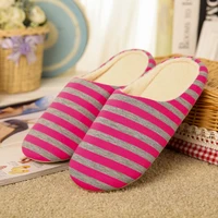 women slippers soft striped indoor shoes mute cotton house non slip slippers warm plush ladies home floor slipper free shipping