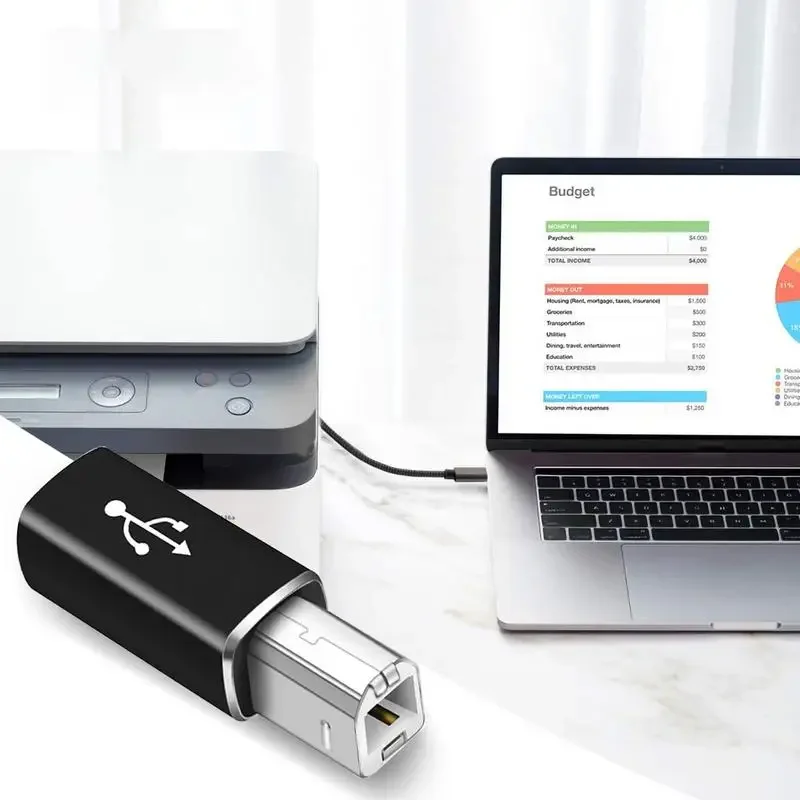 Переходник с USB Type C на B разъем Мама-папа для сканера принтера передачи данных