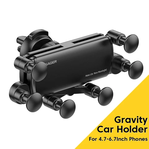 Шеститочечный гравитационный автомобильный держатель Essager для телефона с креплением на вентиляционное отверстие, подставка для GPS для iPhone 14, Samsung, Xiaomi, держатель для смартфона, поддержка